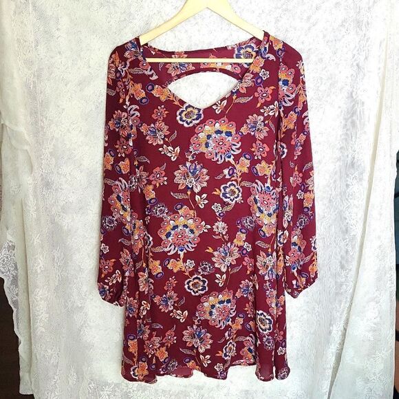 Mittoshop Paisely Print Shirt Dress Size Small, Maroon Red - Picture 1 of 8